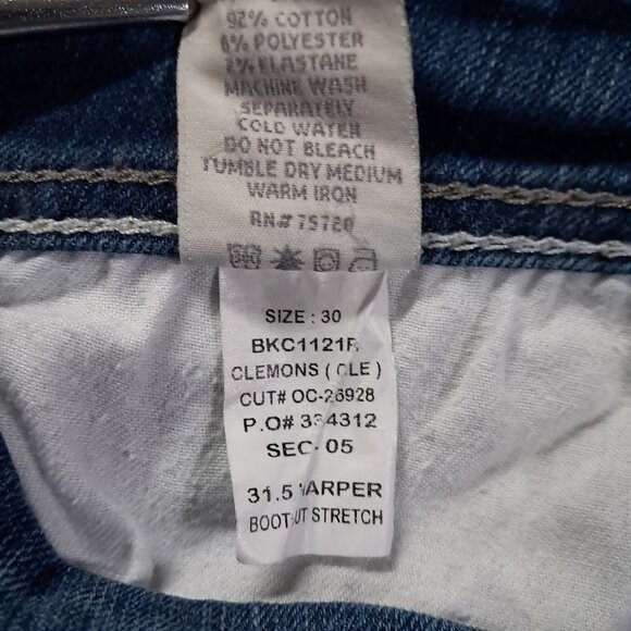 BKE Harper Bootcut Jean Women 33x30.5, Tag 30x31.5 Blue Stretch Thick Stitch - Picture 15 of 15